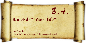 Baczkó Apolló névjegykártya